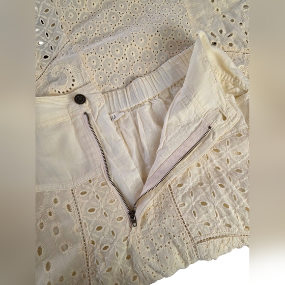 Oli & Hali Cream Eyelet Patchwork Maxi Skirt Boho Cotton Lace Women Size Small - Picture 5 of 8